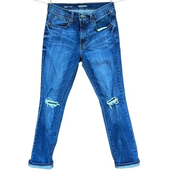 Sonoma Men’s Slim Blue Distressed Jeans Size 32x32 - Picture 6 of 13